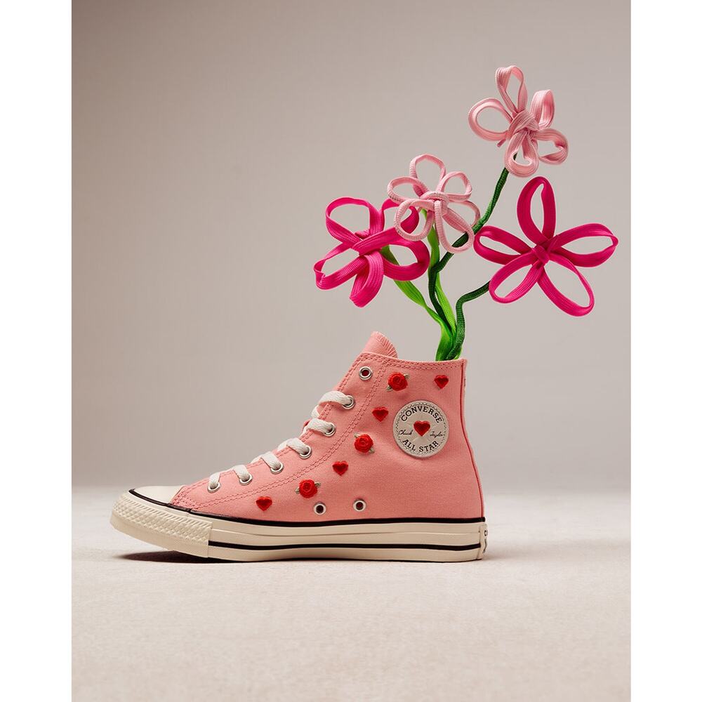 NEW Converse Chuck Taylor All Star V Day Pink Girls Kids Size 7Y Women’s 8.5 - Picture 2 of 9